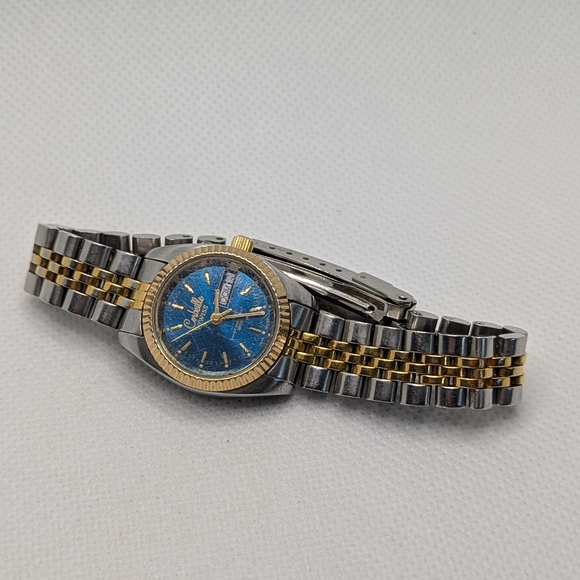 Gold and Silver Watch with Blue Dial - Picture 3 of 3